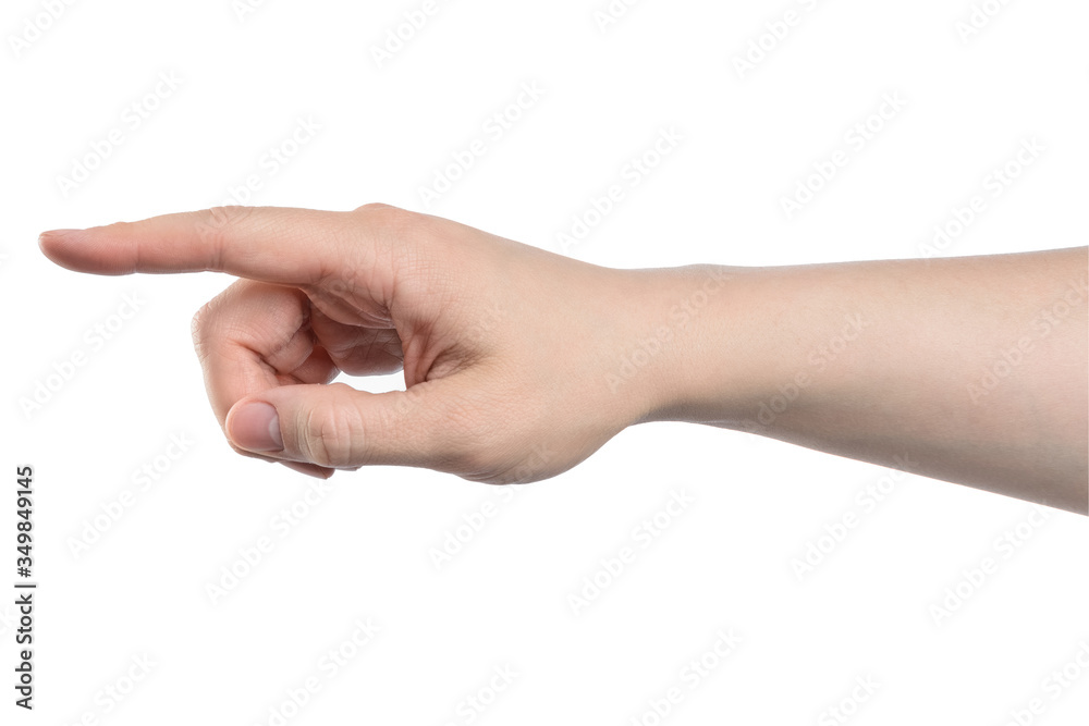 Male hand point finger, isolated with clipping path on white background Male hand point finger, isolated with clipping path on white background