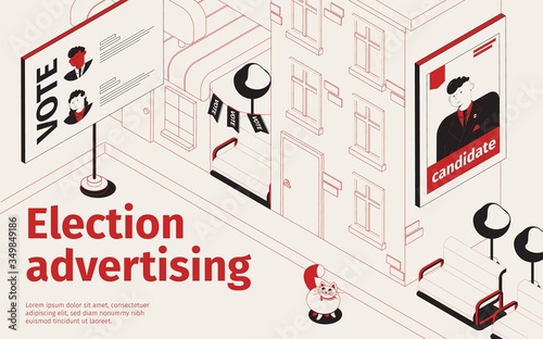 Election Advertising Isometric Background