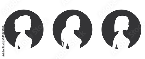 Silhouette of a pregnant woman set isolated on a white background. Vector illustration.