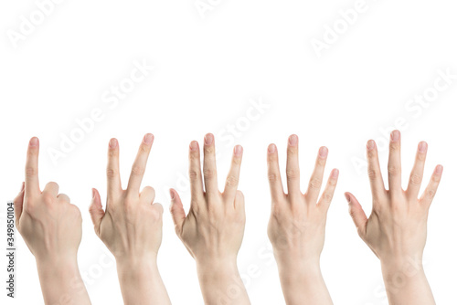 Male hand point finger, isolated with clipping path on white background
