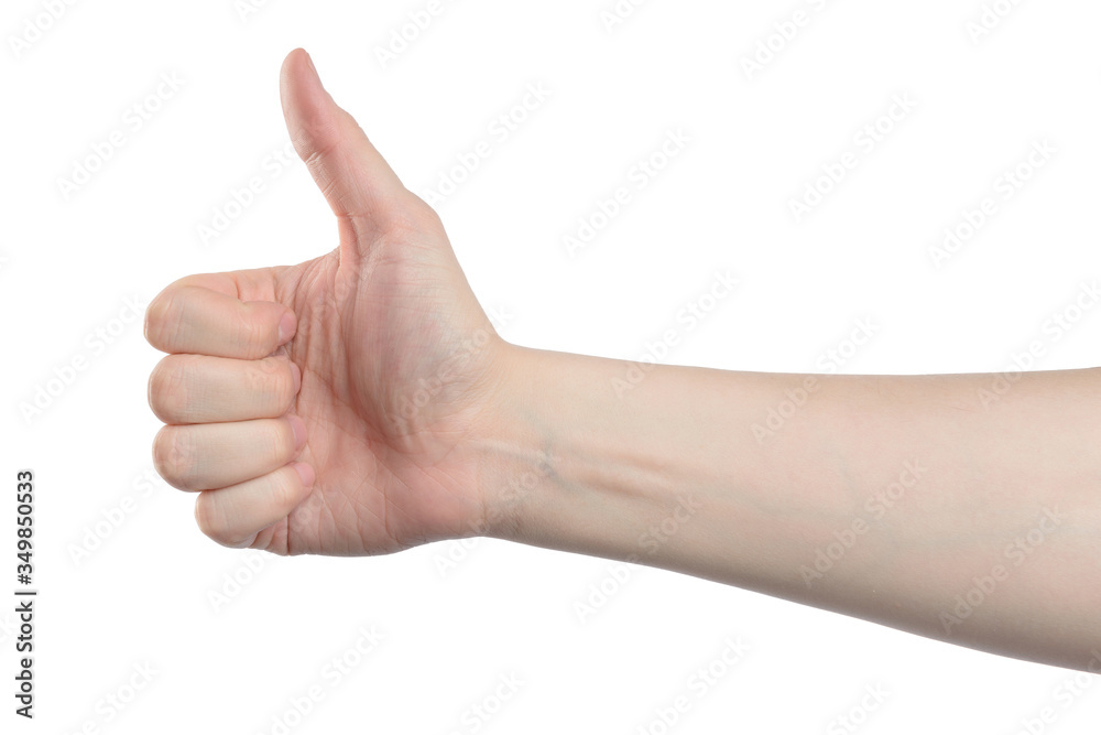 Male hand sign, isolated with clipping path on white background Male hand sign, isolated with clipping path on white background