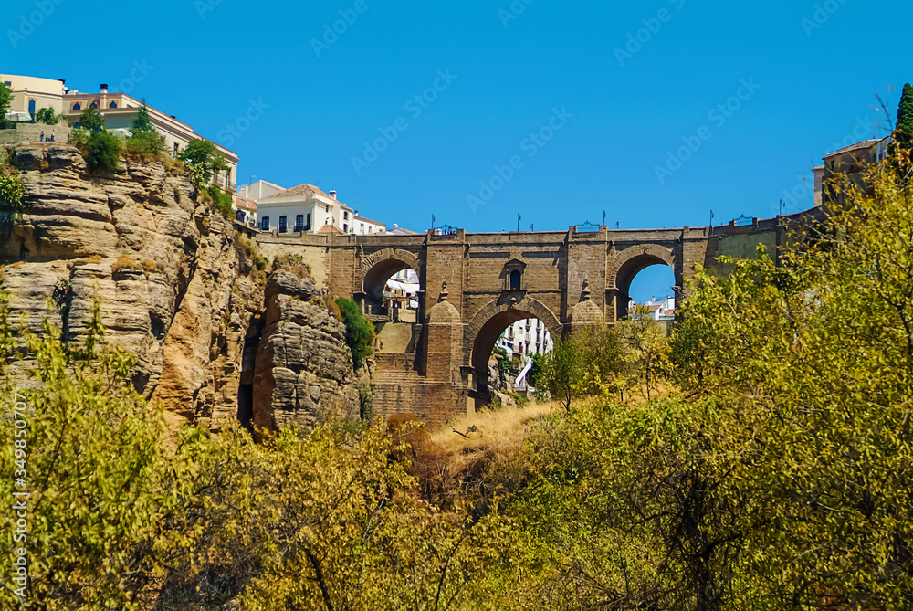 Spain - Andalucía -  Málaga - Granada - Ronda Malaga : View Of The Bridge In Ronda Malaga District Spain