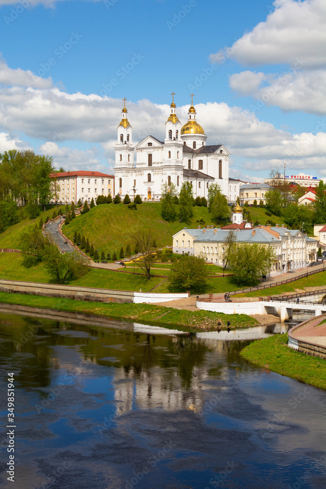 Vitebsk,Belarus - 14 May, 2020: Holy Assumption Cathedral of the Assumption on the hill and the Holy Spirit convent