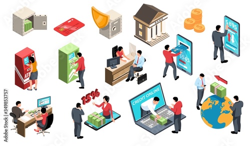 Isometric Banking Services Set