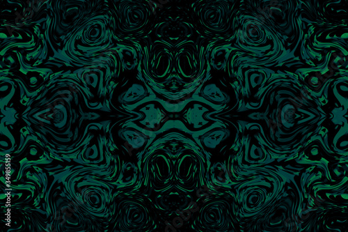 Minimalistic 3d abstract background snake skin dark green animal faces, masks, kaleidoscope, psychology test. For cards, decor and decoration