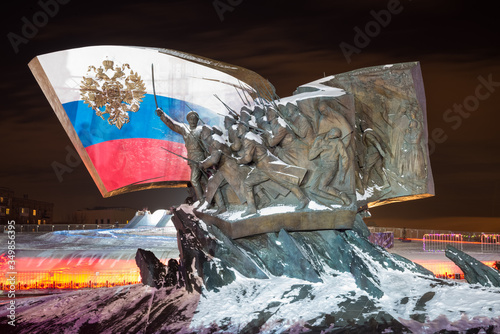 MOSCOW, RUSSIA - 8 JANUARY 2017: Fragment of the monument to Heroes of First World War on Poklonnaya Gora or Poklonnaya Hill.