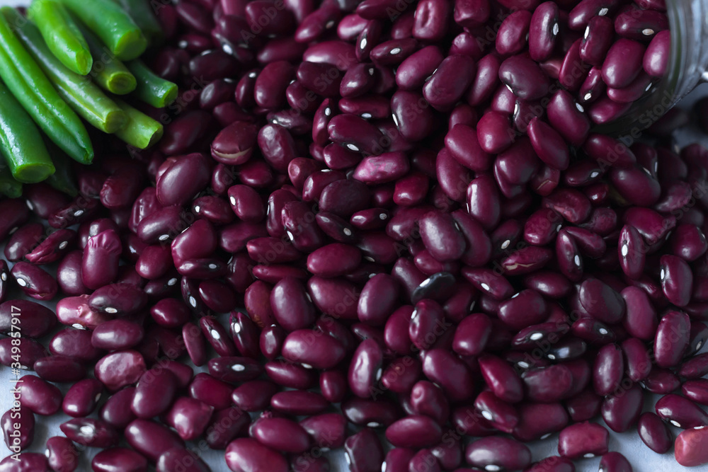 red beans, green beans on the table red beans, green beans on the table