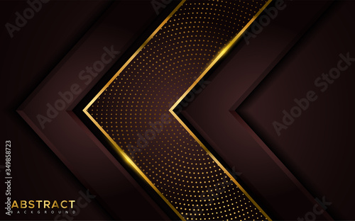 Luxury dark abstract background with golden lines.
