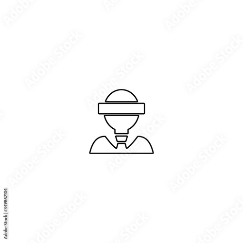 Man wearing a virtual reality headset. Line icon design for innovative tech concept.