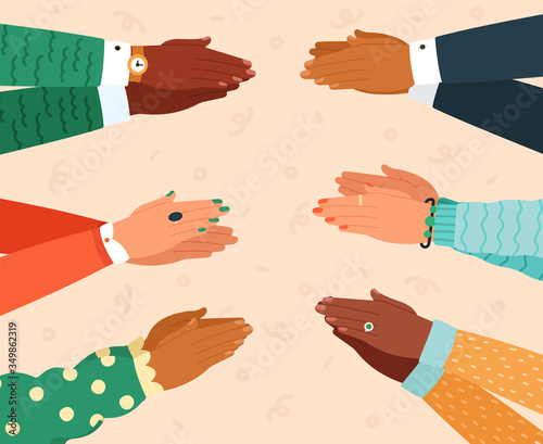 Clapping hands. Applauding hand, clapping congratulations applause, success cheering expression, hand clapping vector illustration. Expression and appreciation, congratulate applause