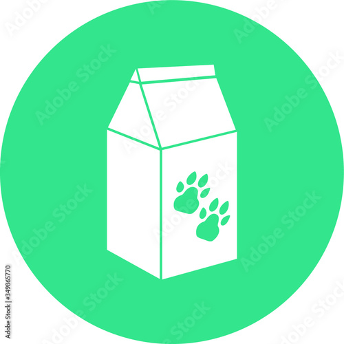 Pet dog or cat food vector icon with paws on package