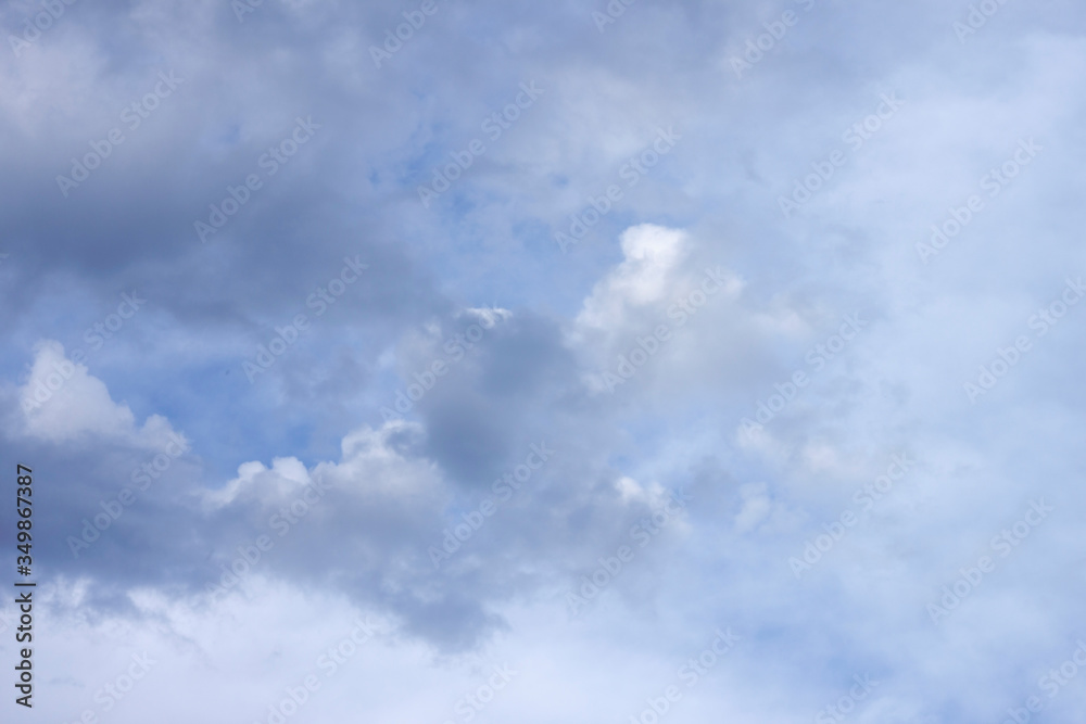 Texture of blue sky with white clouds. The concept of the atmosphere, heaven, climate, ozone layer, global warming.