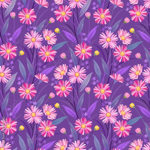 Colorful hand drawn flowers pattern vector design. can use for fabric textile wallpaper background. © teerawat
