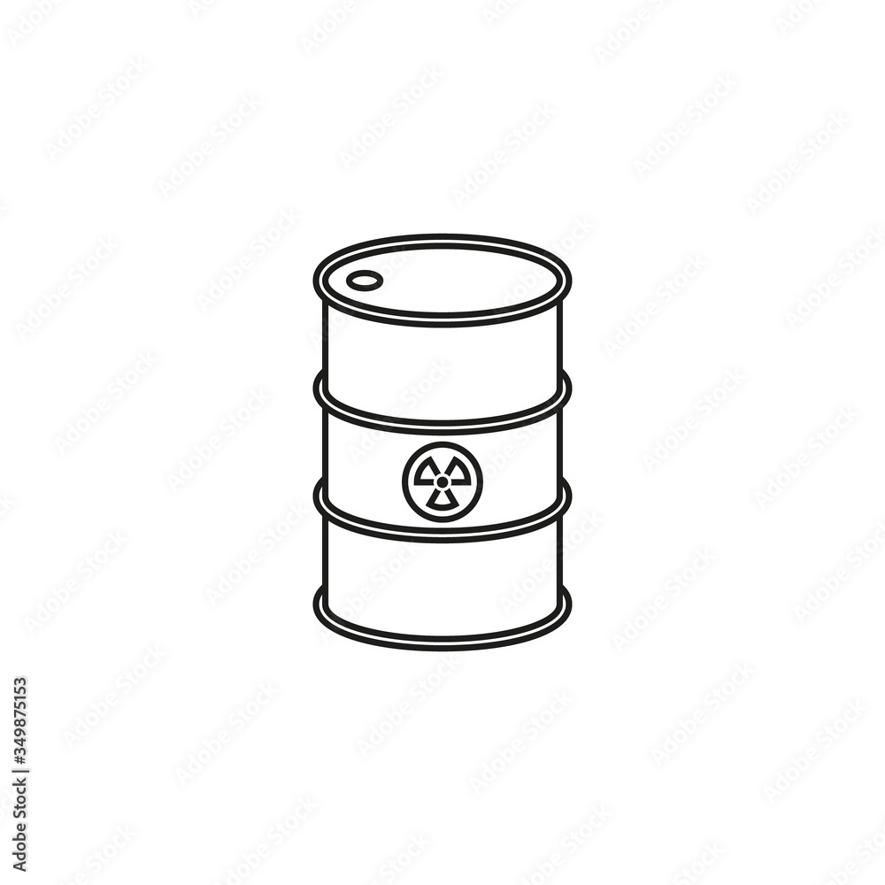 Radiation barrel icon. Barrel with radiation sign icon. Vector. Line style. Radiation barrel icon. Barrel with radiation sign icon. Vector. Line style.