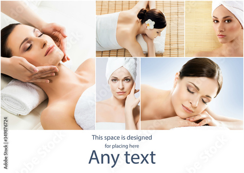 Massage and healing collection. Women having different types of massage. Spa, wellness, health care and aroma therapy.