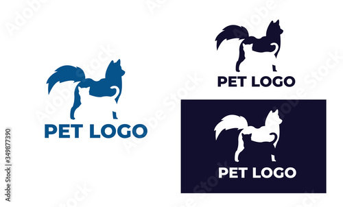 cute cat and dog Logo can also for pet logo, home pet, pet shop, dog care, cat care, cat lover, veterinary in design with full color, black and white color,eps 10 vector