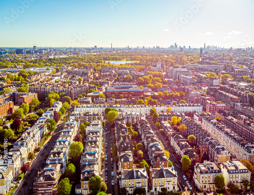 Aerial view of Kensington in the morning, London, UK photo