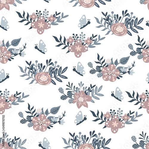 seamless pattern with flowers - vector illustration, eps
