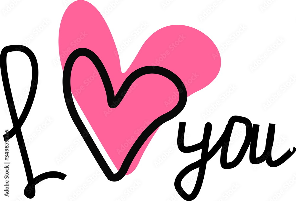 Decorative absctract drawing heart with inscription I love you Decorative absctract drawing heart with inscription I love you