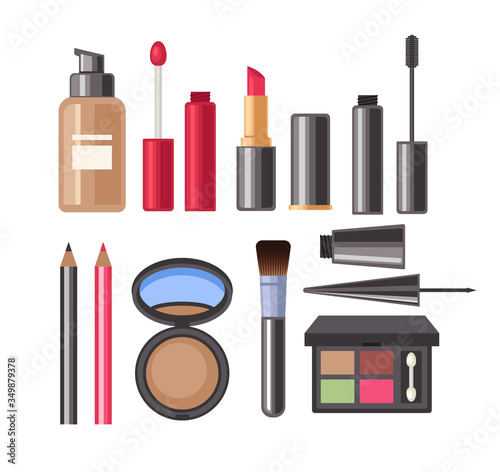 Face make up cosmetic isolated set. Vector flat graphic design cartoon illustration
