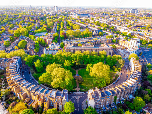 Canvas Print Aerial view of Royal Crescent in the morning, London, UK