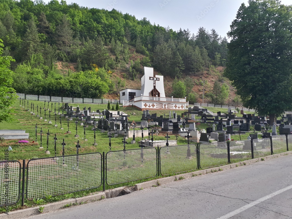 View of old catholic graveyard