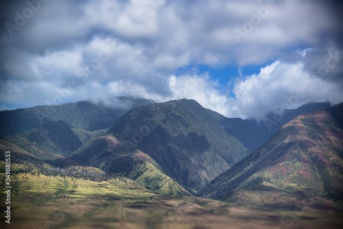 Mountain landscape with clouds, Maui, Hawaii