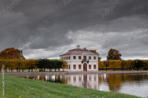 Elegant Marly Palace in park in Pertergof city. St-Petersburg. Russia photo