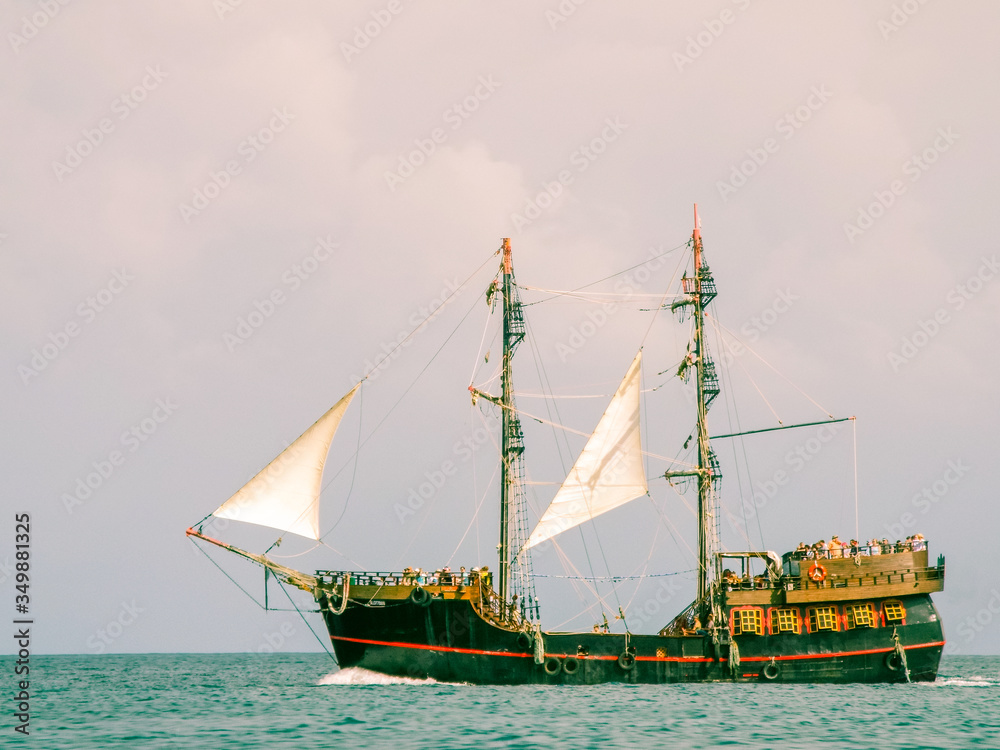 pirate ship on the water sailing with tourist pirate ship on the water sailing with tourist