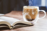 The Bible and cup coffee. Reading the bible.  Concept for faith, spirituality and religion
