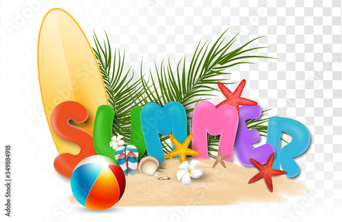 summer sale promotion elements for artwork,shopping,summer promo,holidays on the beach,web banner template background vector 3D style
