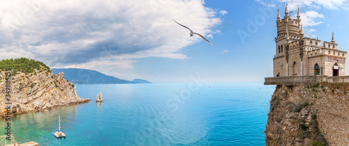 Swallow's Nest castle in Crimea, beautuful sea panorama