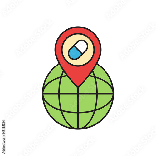 Drugstore location pin vector icon symbol isolated on white background