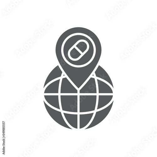 Drugstore location pin vector icon symbol isolated on white background