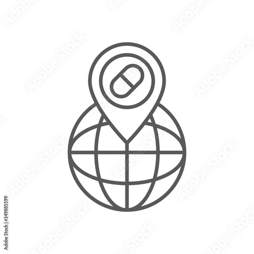 Drugstore location pin vector icon symbol isolated on white background