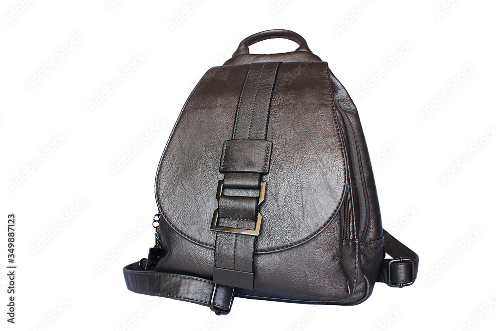Fototapeta premium Small silver women's backpack for walking, office or study.