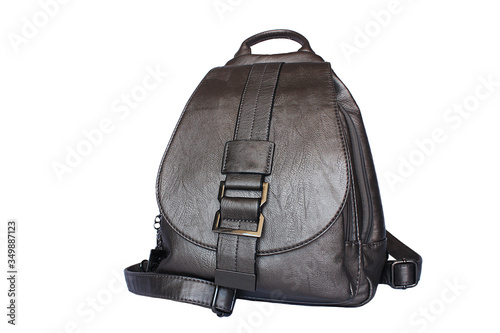Small silver women's backpack for walking, office or study.