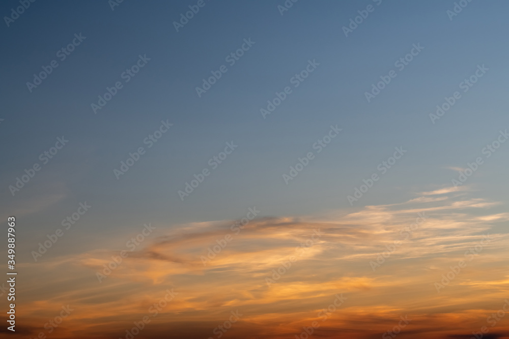 Sky gradient from blue to orange sunset