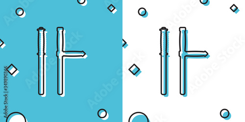 Black Police rubber baton icon isolated on blue and white background. Rubber truncheon. Police Bat. Police equipment. Random dynamic shapes. Vector Illustration