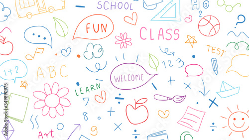 Draw banner colorful objects and icon.For back to school.