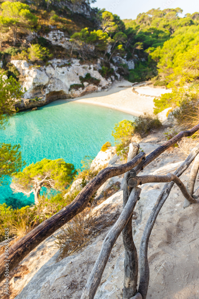 Cala Macarelleta in Menorca. Paradise beach with turquoise water (balearic islands, spain)