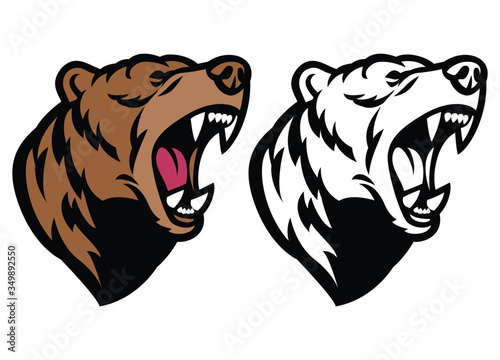 roaring angry grizzly bear mascot head