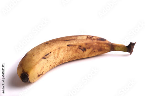 yellow ripen bananas on the white background, isolated. close up shot. photo