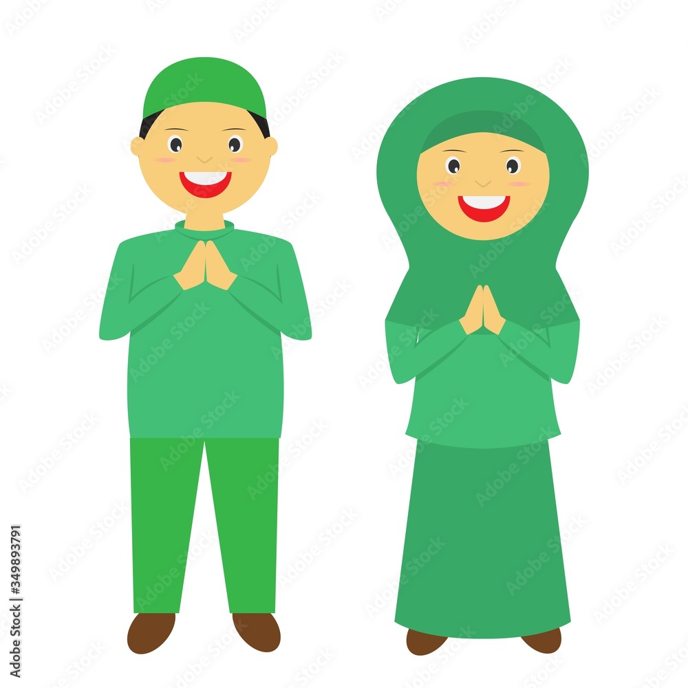 Illustration vector design of muslim kids Illustration vector design of muslim kids
