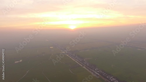 Sunset rice field Aerial view from the Sam Moutain, Chau Doc, An Giang, Vietnam photo