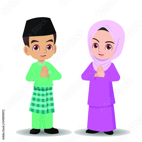 Malay Children celebrating Hari Raya Aidilfitri