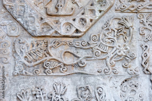 An element of the decoration of the facade of the temple on the territory of the Marfo-Maria abode of mercy