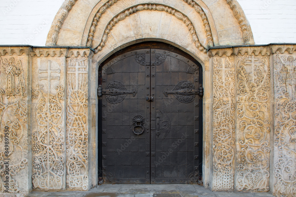 Entrance to the church of the Martha and Mary Convent of Mercy with a unique entrance framing pattern