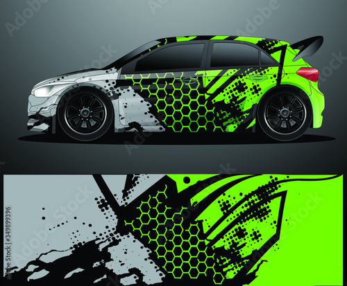 Rally car decal graphic wrap vector, abstract background