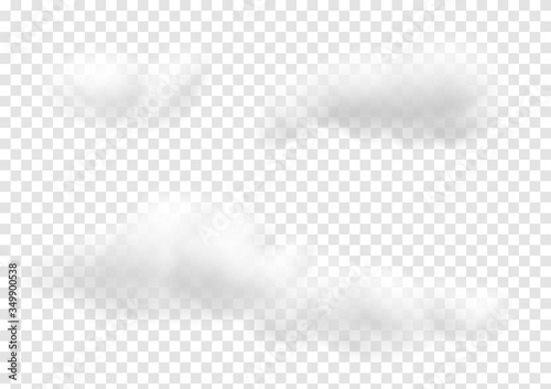 Realistic white cloud vectors isolated on transparency background, cotton wool ep37